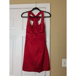 B. Darlin Red Satin Bow Back Dress- Size 5 / 6- Holiday Party